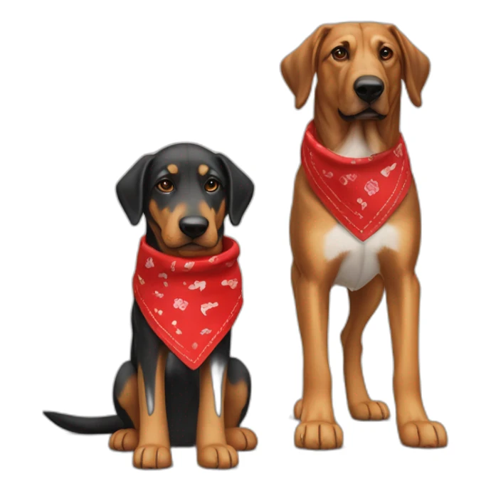 coonhound and German shepherd mix dog wearing red bandana and walking left sticker