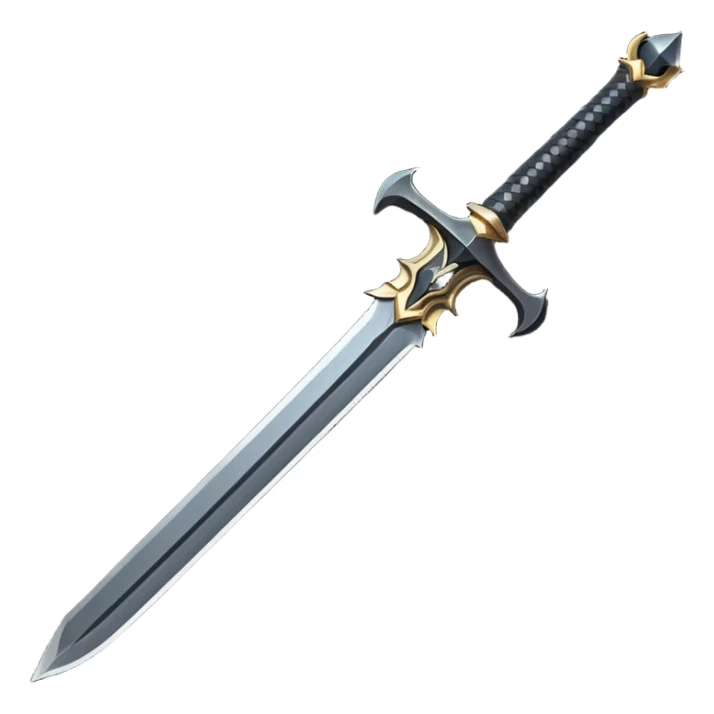 iOS emoji, minimal dark sword, flat design, fantasy sticker