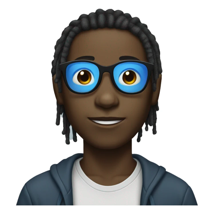 Black kid with blue glasses and short dreads sticker