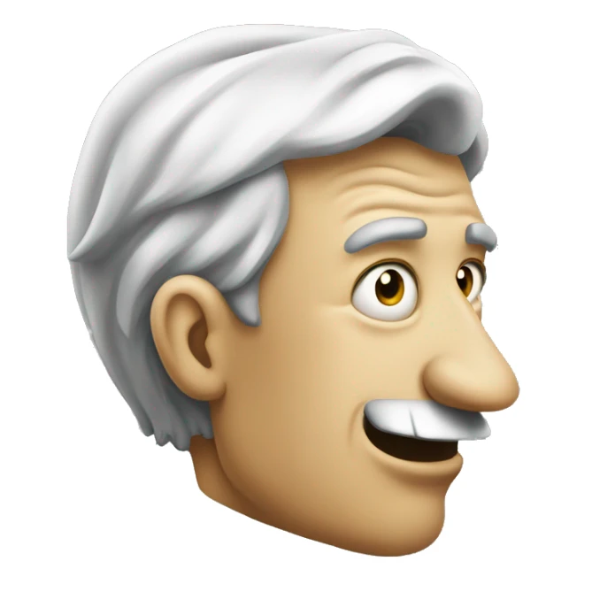 Short greedy banker with giant nose sticker