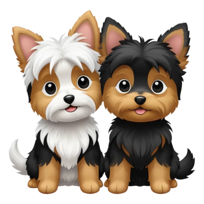 Two White & Black Party Yorkies playing together sticker