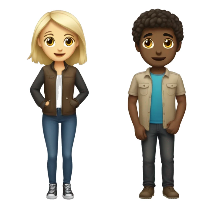 Brunette girl and blond boy sticker