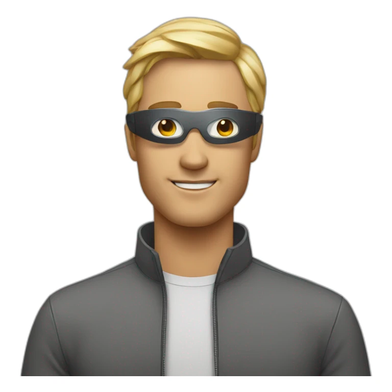 Generate an futuristic emoji of a guy wearing apple vision pro sticker