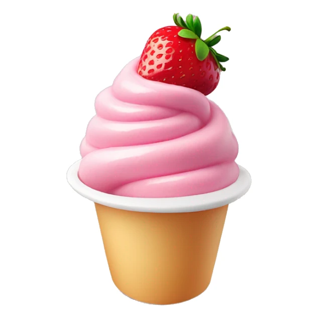 Strawberry frozen yogurt swirled in a white cup sticker