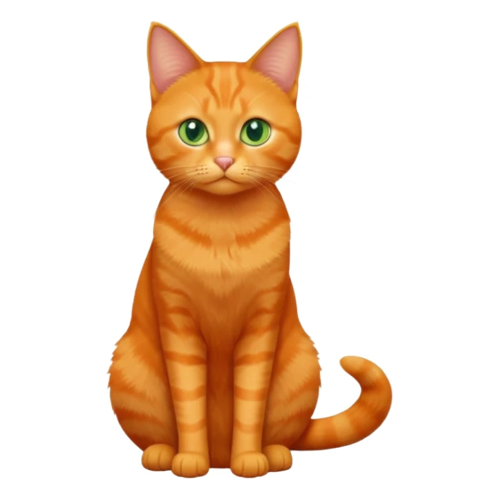 full body solid orange domestic shorthair slim cat sitting sticker