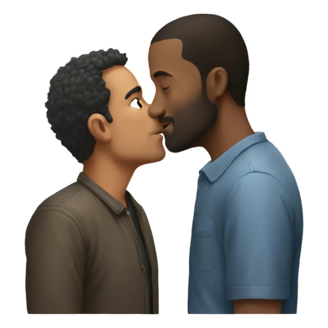 really short man kissing really tall man  sticker