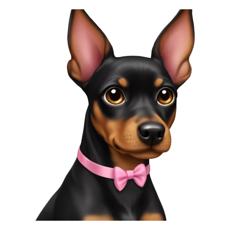 black tan pinscher big ears girly pink bow sticker
