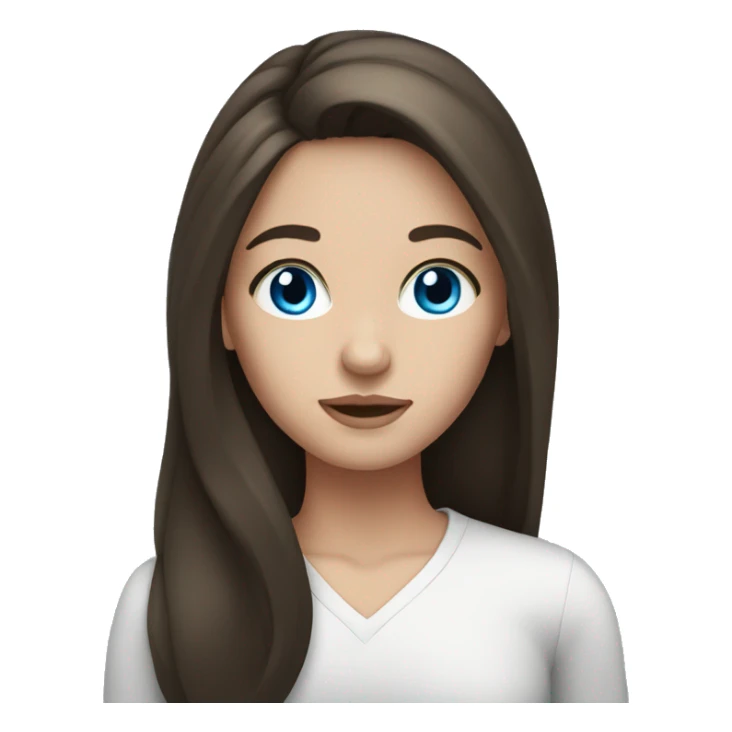 Brunette girl with long hair and blue eyes sticker