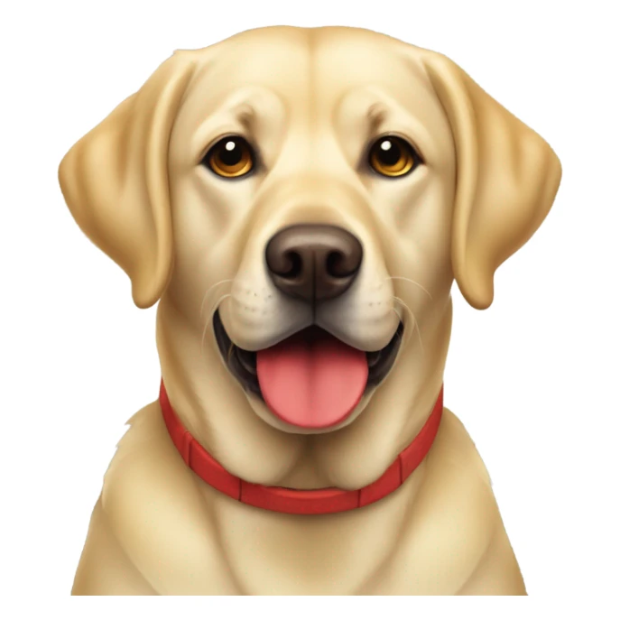 Yellow Labrador dog with a red bone in mouth sticker