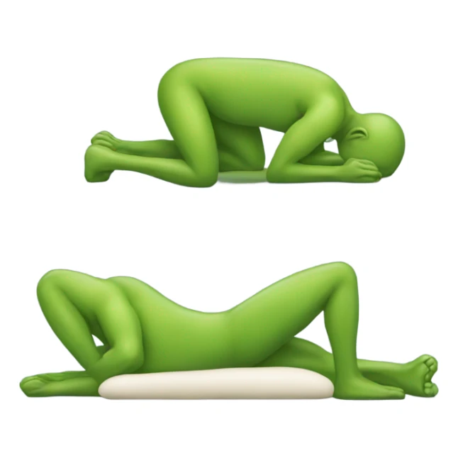 Man sleeping style look from behind, the leg look like frog that want to jump sticker