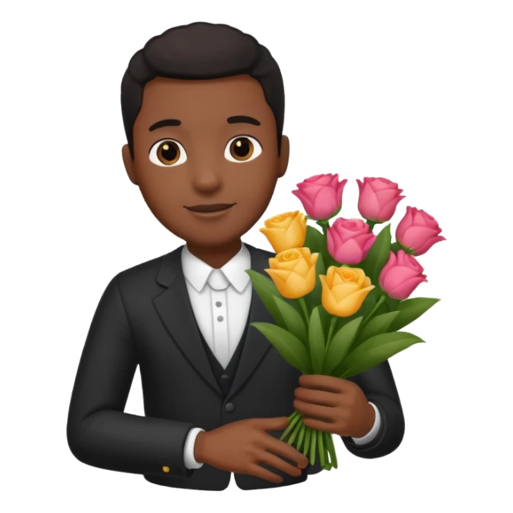 Black Male hand give a bogue of flowers sticker