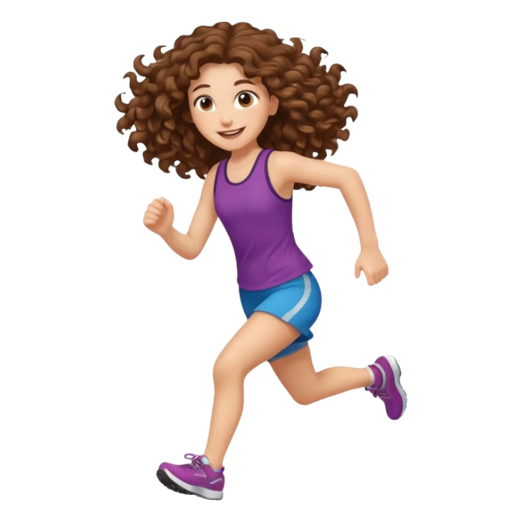 curly brown hair long girl running sticker