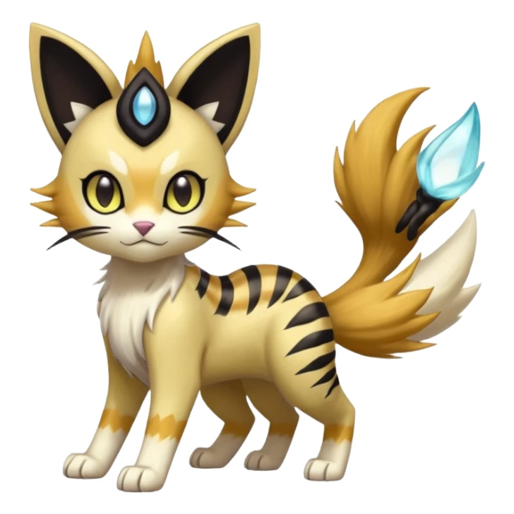 Meloetta-Meowth-Gatomon-Liepard-Pokémon-Digimon-Fakémon-fusion-hybrid-creature sticker