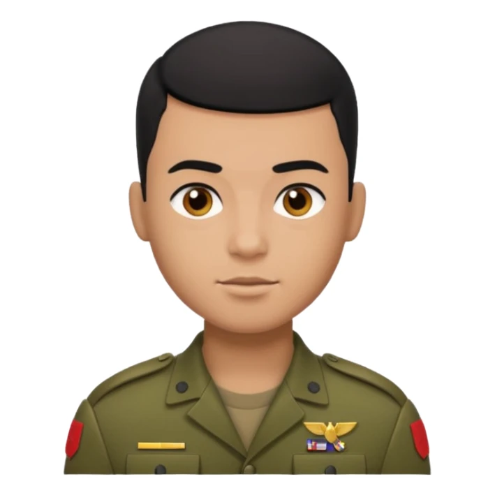 male soldier black hair style sticker