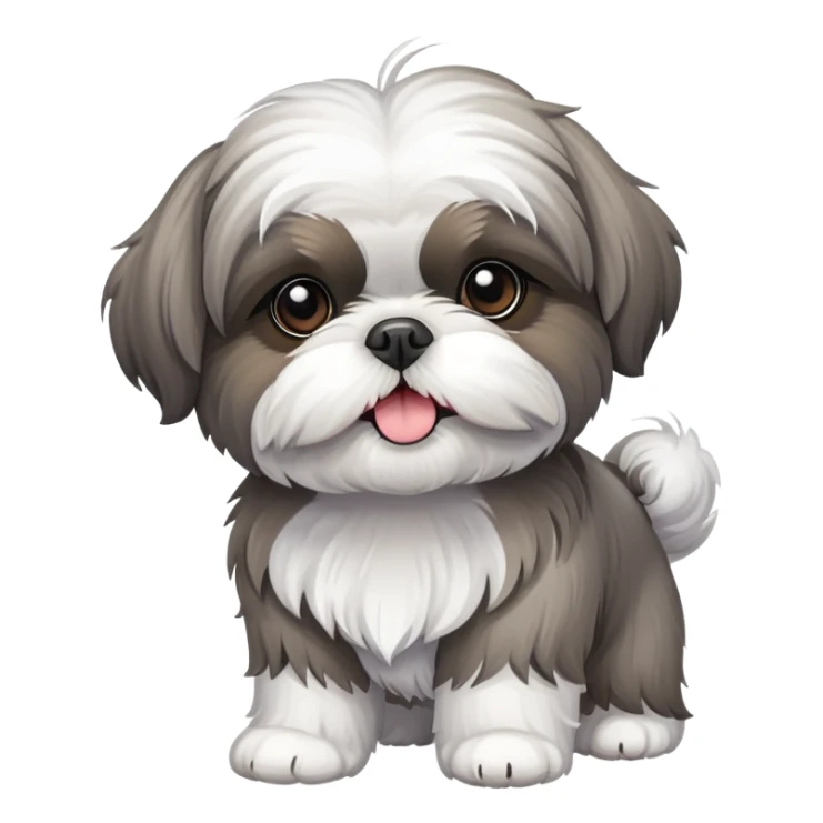grey and white shih tzu dog sticker