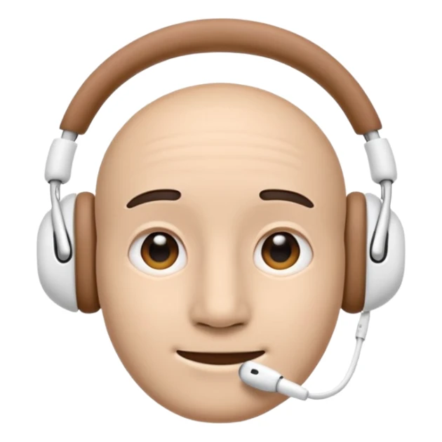 Create an Apple-style emoji that uses the 😶 neutral face, but wearing the same AirPods Max headphones as the 🎧 emoji. sticker