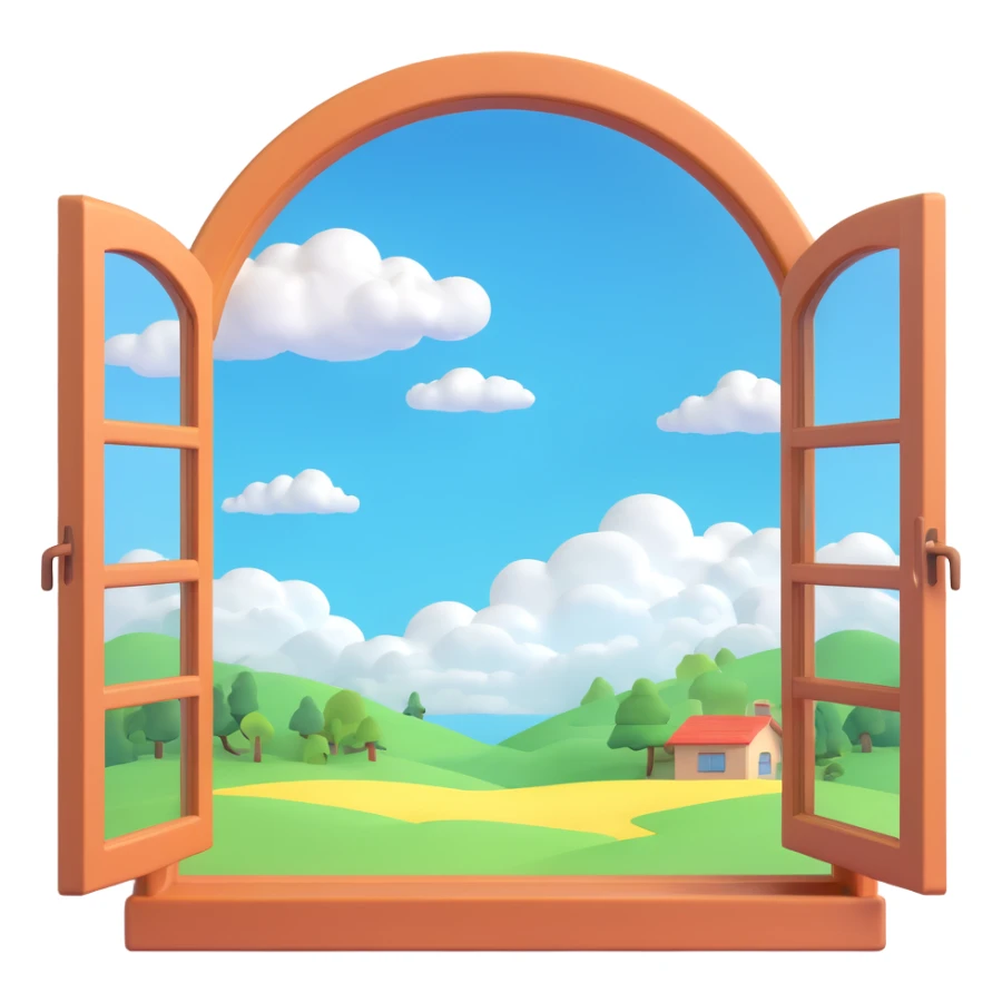 a big full width/height window with a idyllic scenery skylight and clouds visible sticker