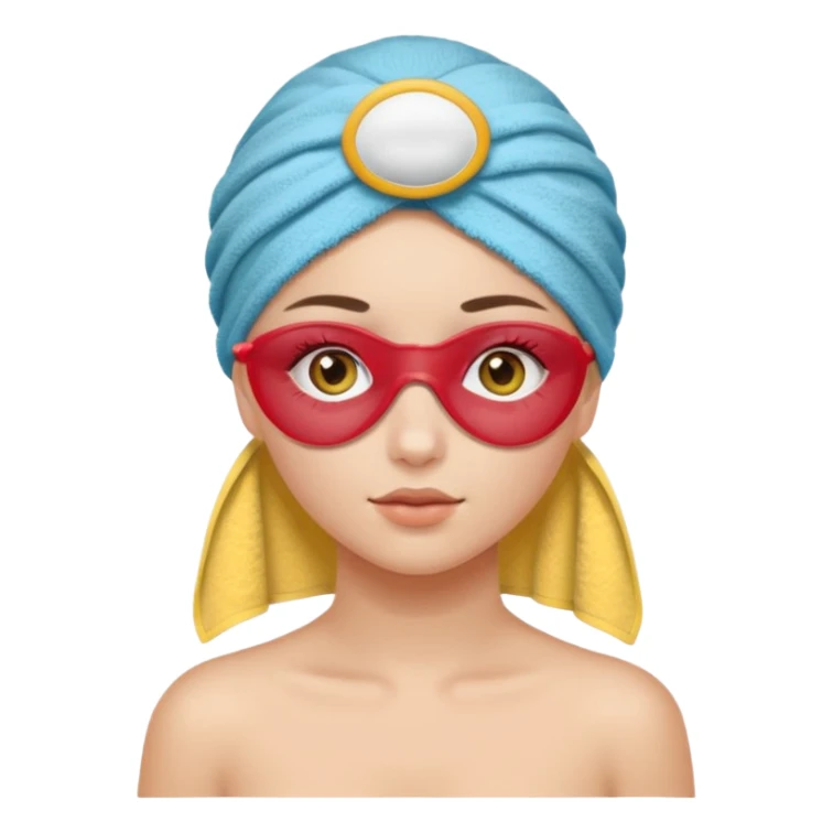 Girl with towel on her head and eye patches on sticker