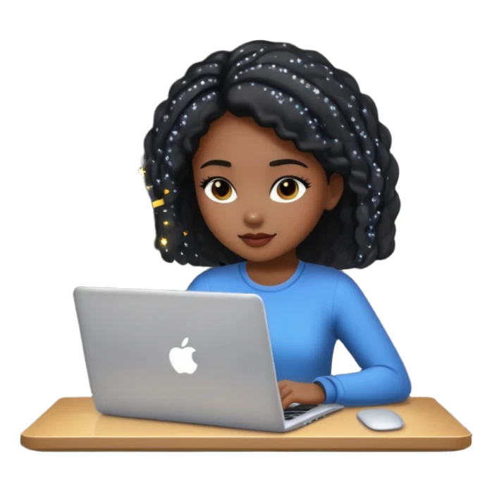 black pretty girl working hard with sparkles on laptop sticker