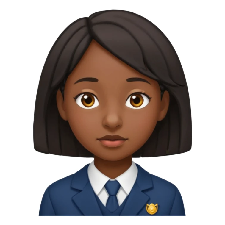 School uniform black girl. Right corner but more upturned nose sticker