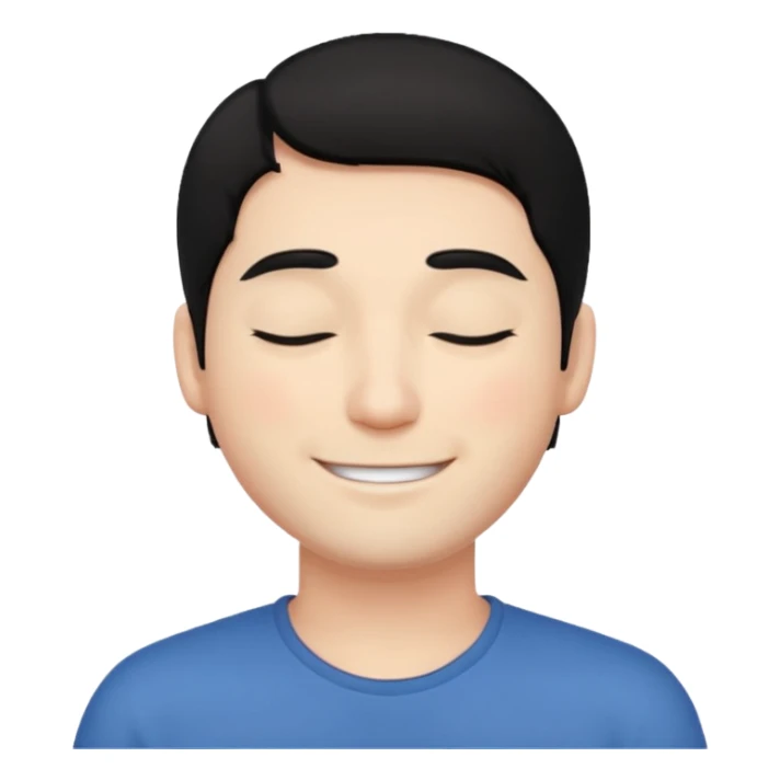 🧔🏻🙏🏻 😃 with black hair and white face  sticker