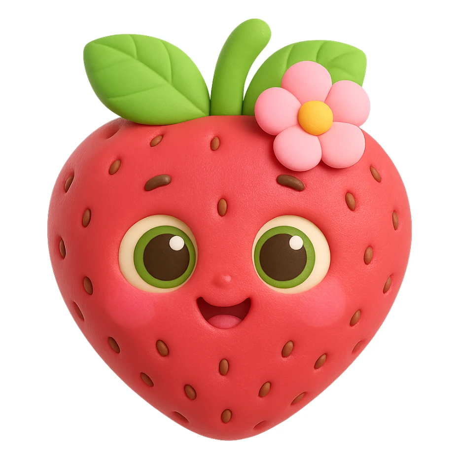 Make the character even softer and cuter, with a more baby-like face, and add a cute hair accessory such as a bow or flower. Keep the 3D kawaii Japanese style, no limbs, only expressive face, and maintain transparent background. The style should resemble 3D kawaii Japanese character design with no limbs and expressive face. sticker