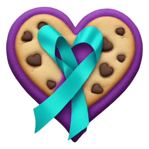 Purple teal Suicide awareness ribbon, cookie heart sticker