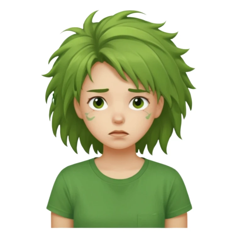 exhausted girl in a green t-shirt sticker