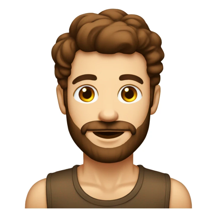 homem branco com barba castanha blusa regata com um copo café sticker