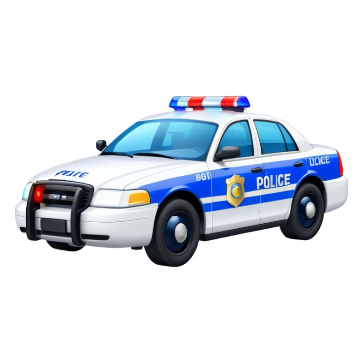 Perfect police car, blue and white lights sticker