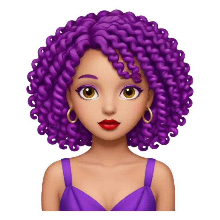Fashion Model with Purple Curls, red dress sticker