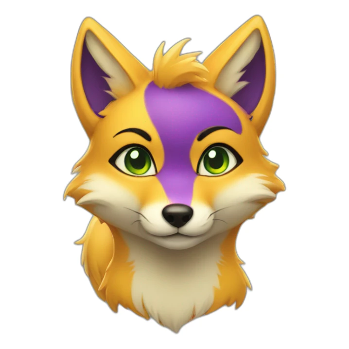 yellow purple fox furry green eyes sticker