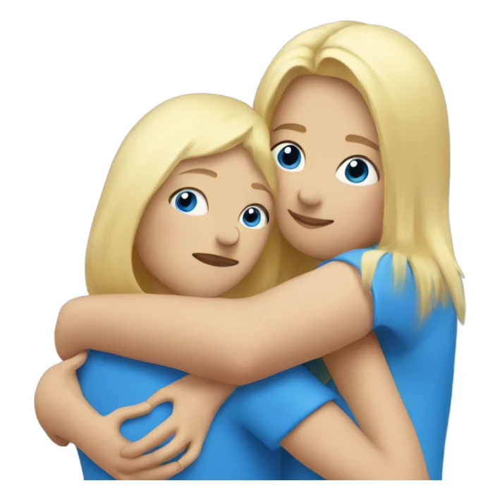 blue birds and blonde girl hug  sticker