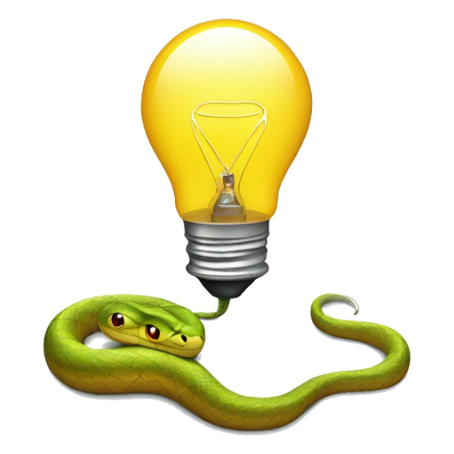 A snake with a lightbulb instead of a head, and a battery connected to his tail sticker
