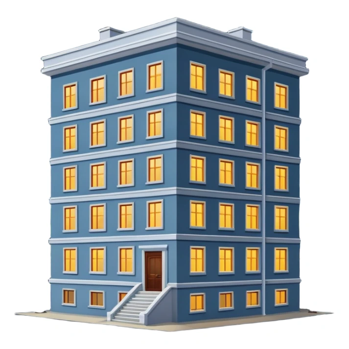 a five-story Soviet-era panel house in the night  sticker