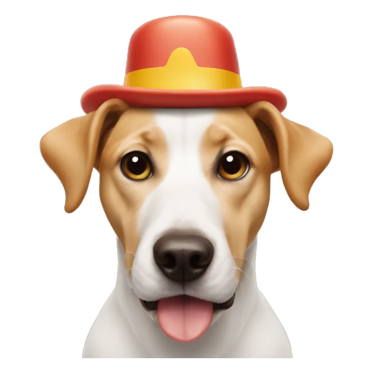 dog whit a hat, whit hotdog in the mouth sticker