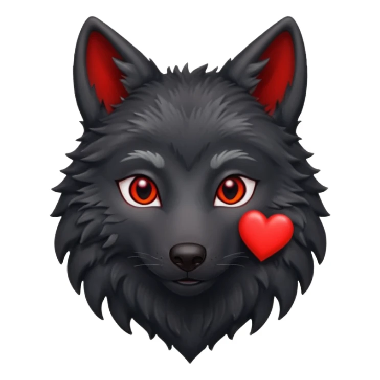 Black wolf red heart sticker