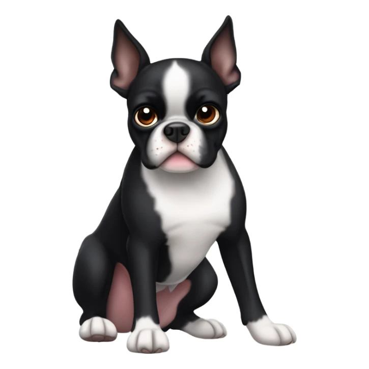 Beautiful thick black Boston terrier with dark brown eyes slanted  sticker