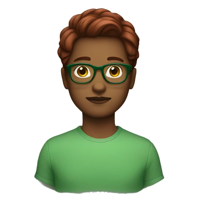 Brown skin dark red hair green eyes glasses sticker