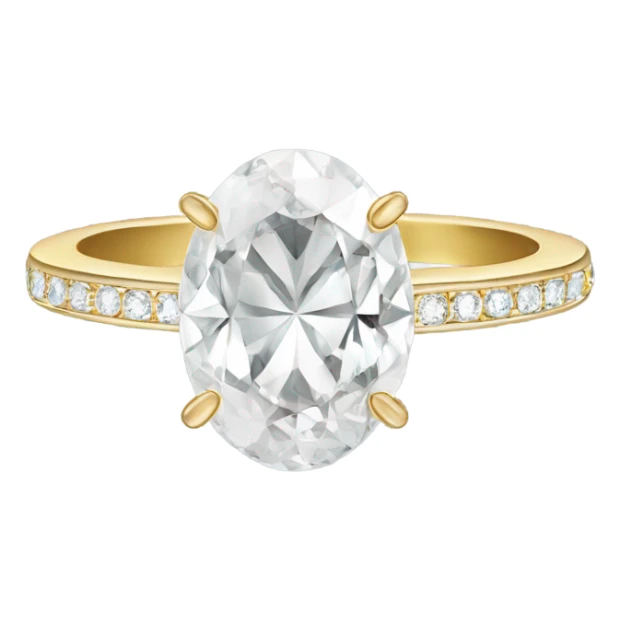 Oval diamond ring with gold band sticker