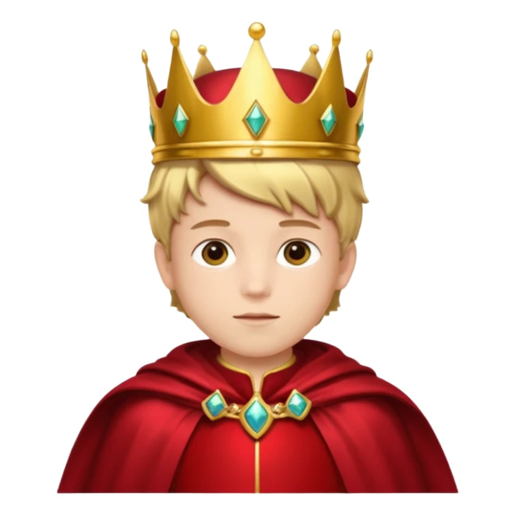 A young noble boy wearing a shiny gold crown and royal cape.
























 sticker