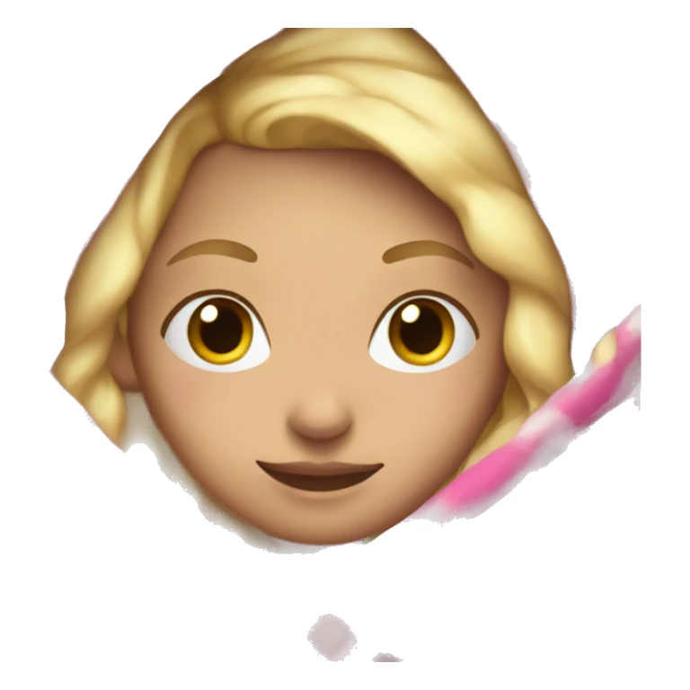 Blonde girl wrapped in pink flannel blanket  sticker