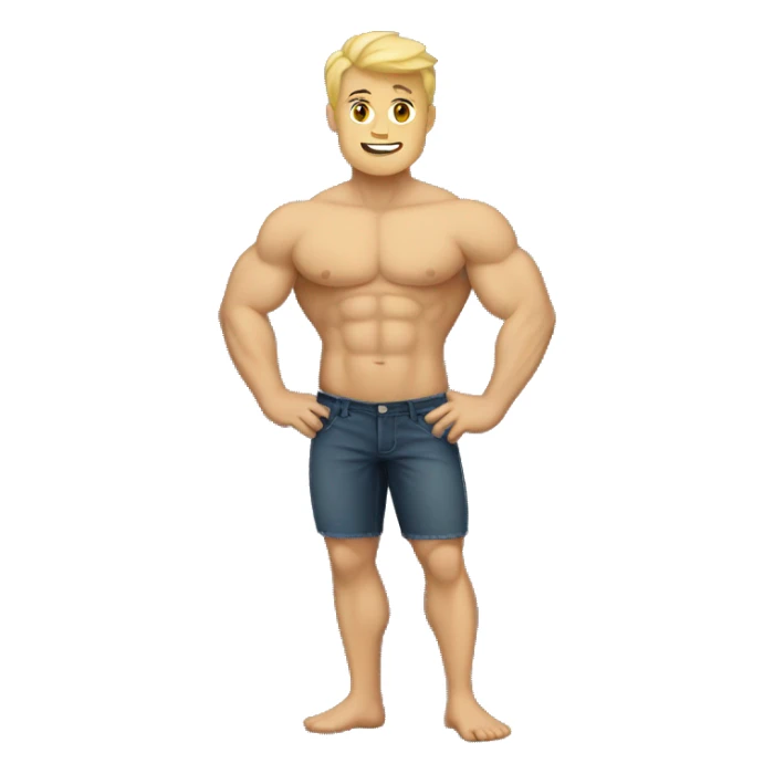 full body blond guy with muscles a little bit fat  sticker