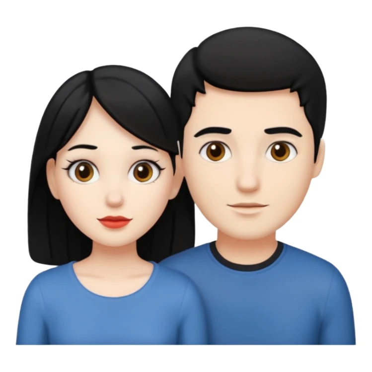 Couple white with black hair  sticker