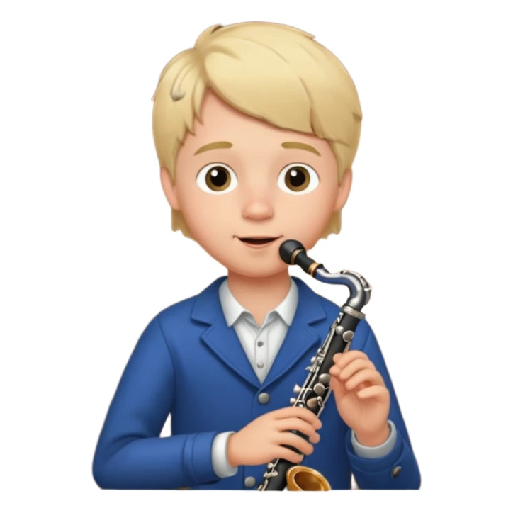 Ragazzo biondo con guance rosse che suona clarinetto sticker