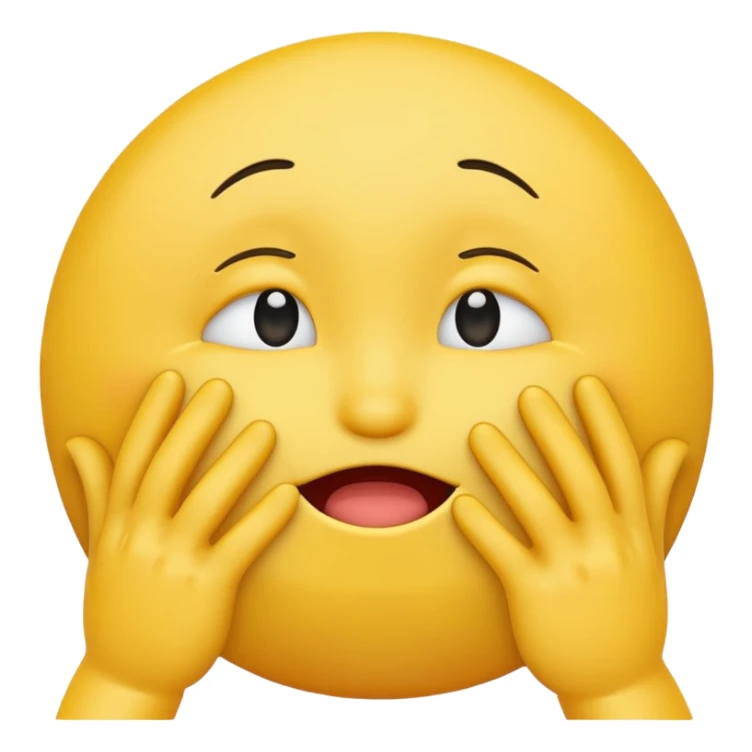 Yellow Standard smiley emoji blushing and hiding face with hands because they are flustered and embarrassed  sticker