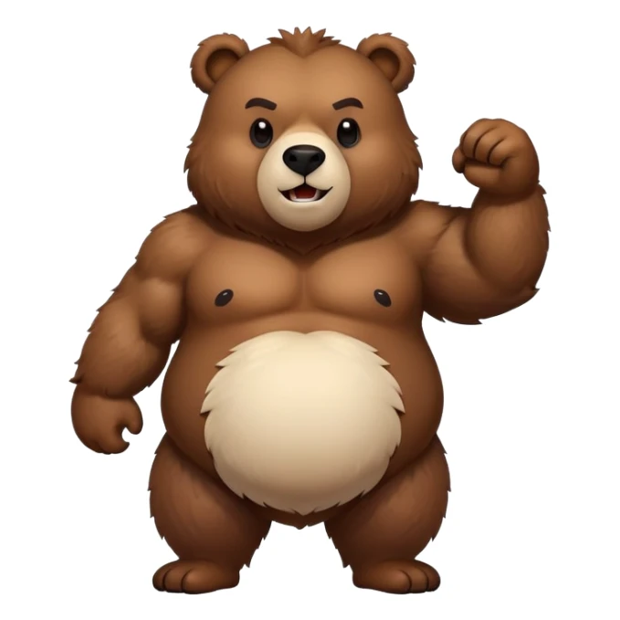 A pumped-up furry bear with a big belly sticker