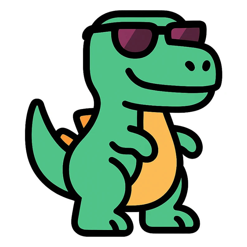 dinosaur wearing sunglasses, colorful icon sticker