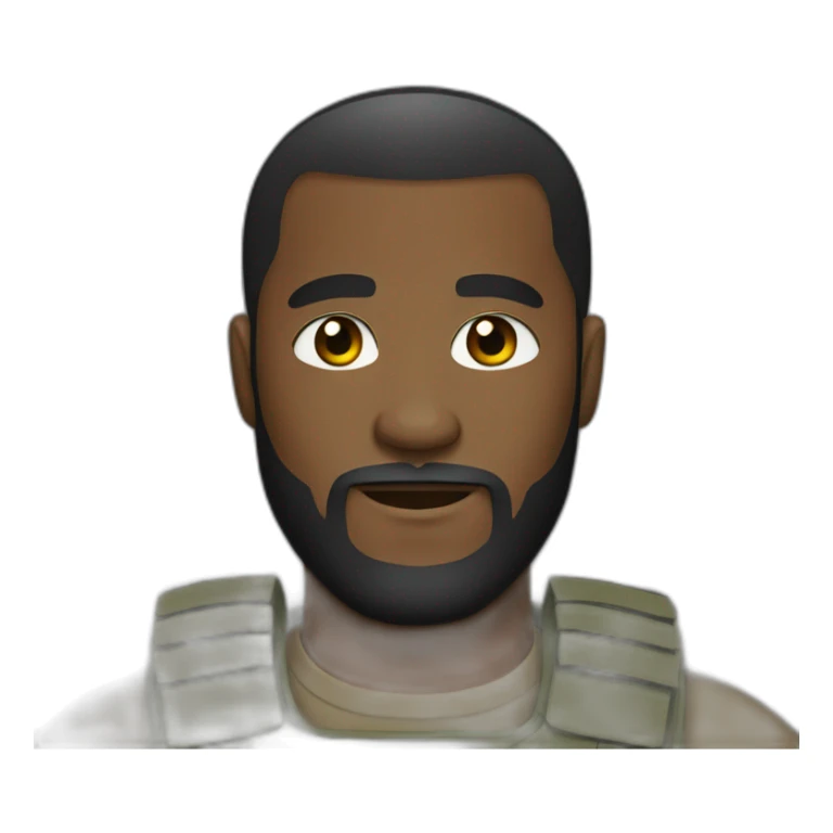 bearded black man with a low military cut sticker