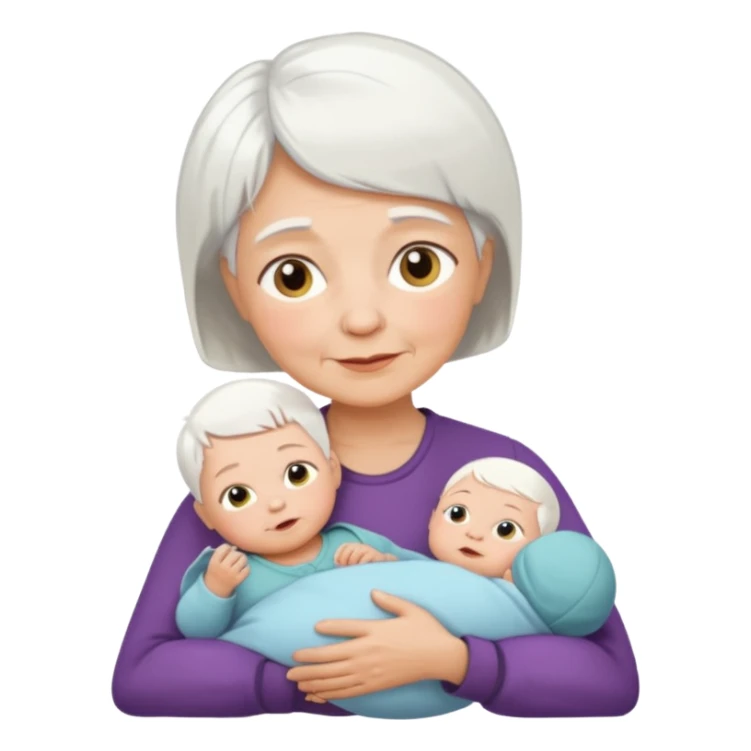 grandmother with short hair white and newborn baby   sticker